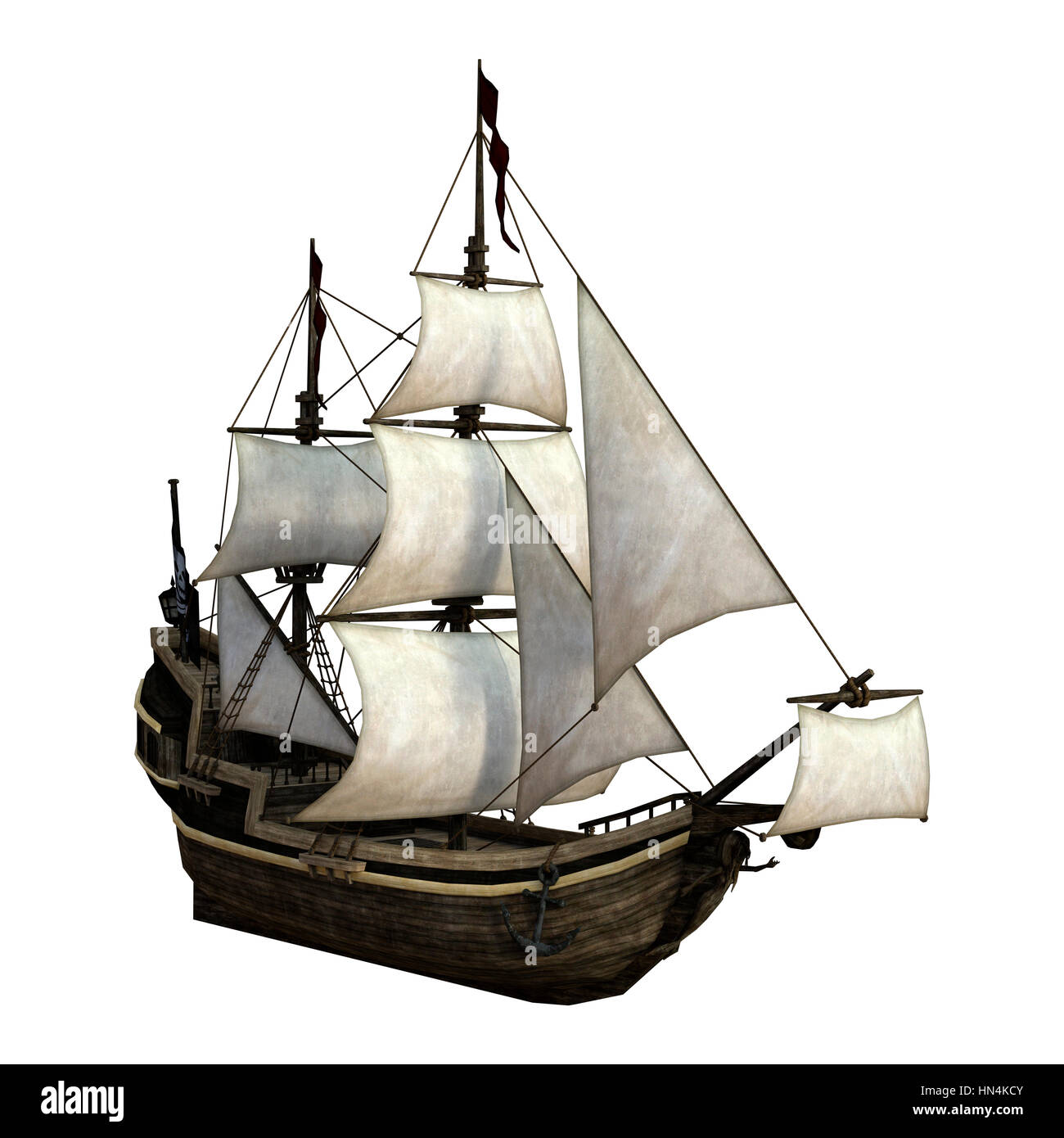 3D rendering of a pirate ship isolated on white background Stock Photo ...