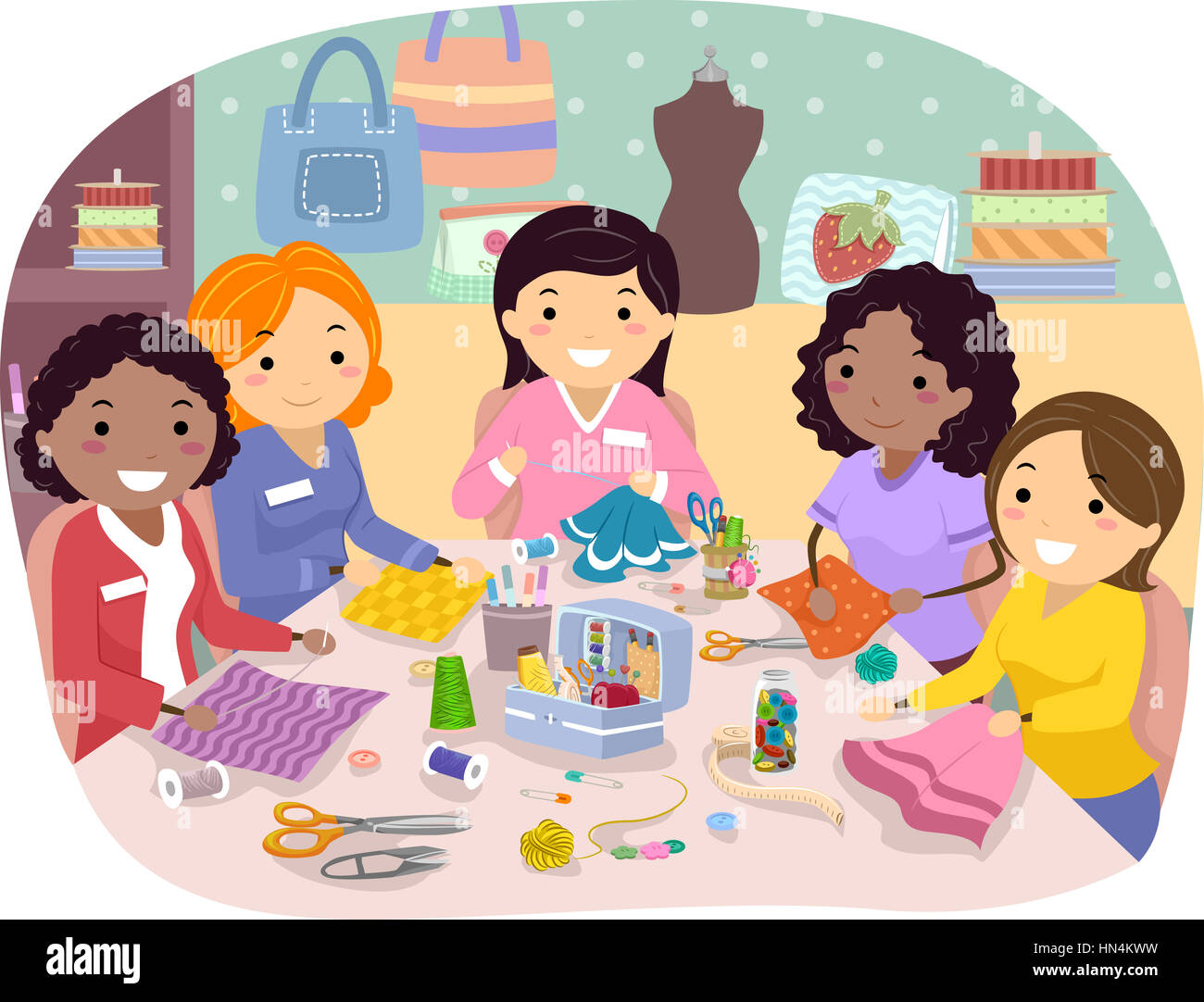 Stickman Illustration Of A Sewing Club Gathering Stock Photo Alamy stickman-illustration-of-a-sewing-club-gathering-stock-photo-alamy