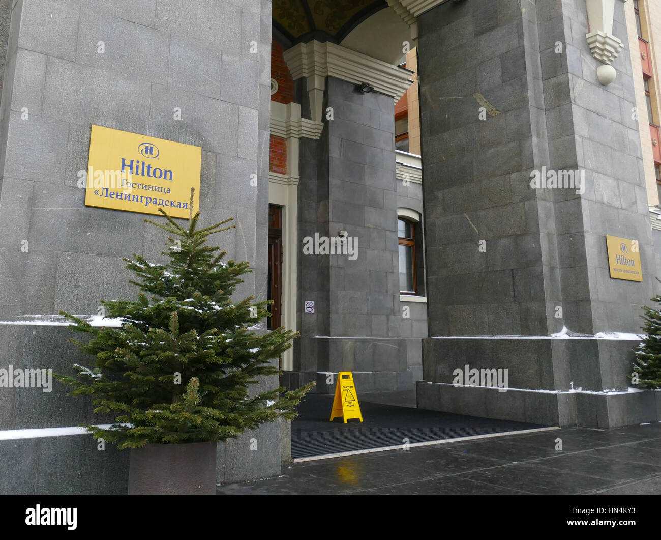 Entrance to the hotel Leningradskaya - Hilton Stock Photo - Alamy