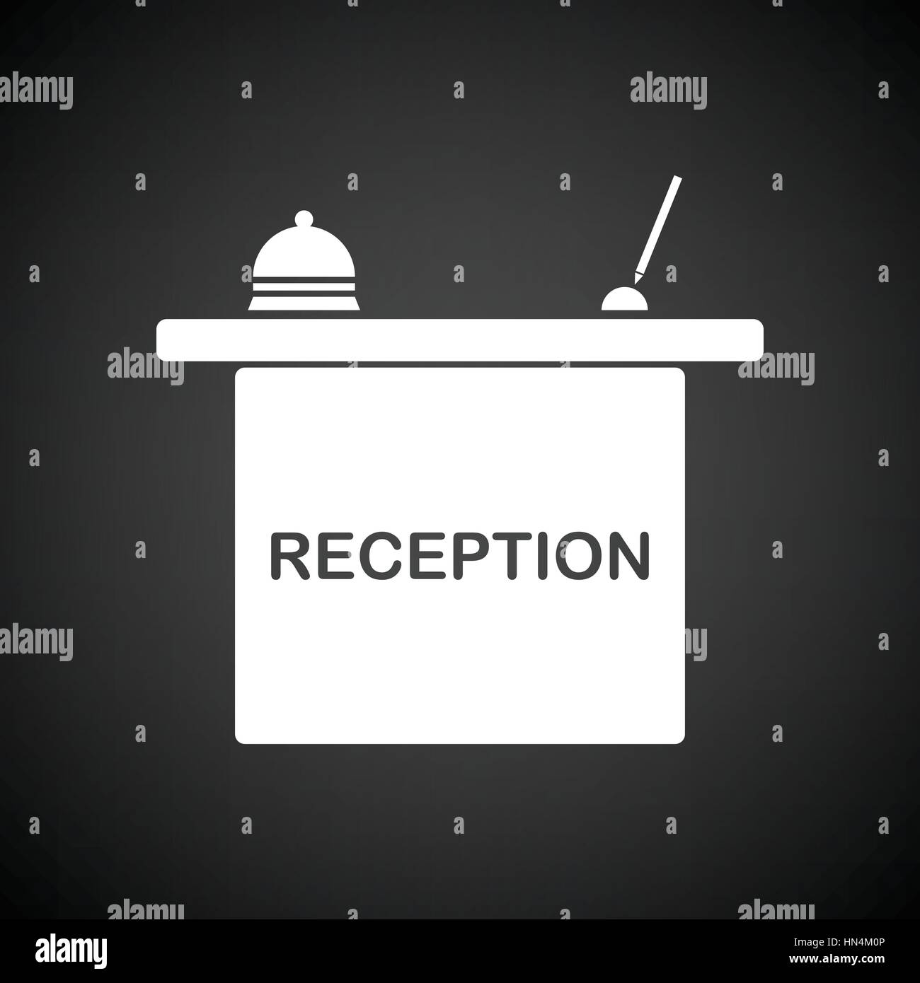 Hotel reception desk icon. Black background with white. Vector illustration. Stock Vector