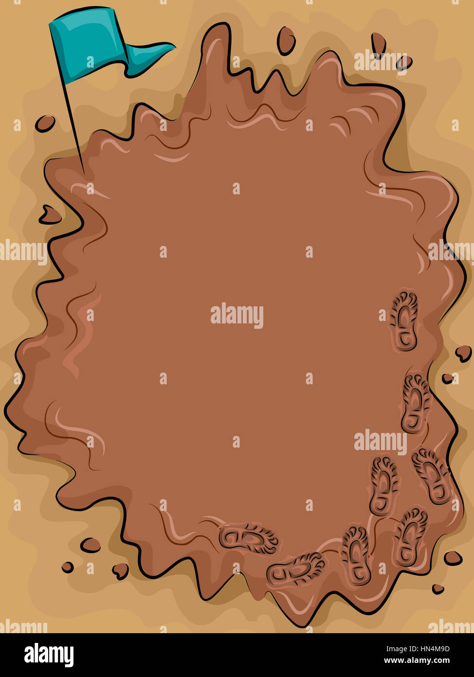 Frame Illustration Featuring a Puddle of Mud Stock Photo