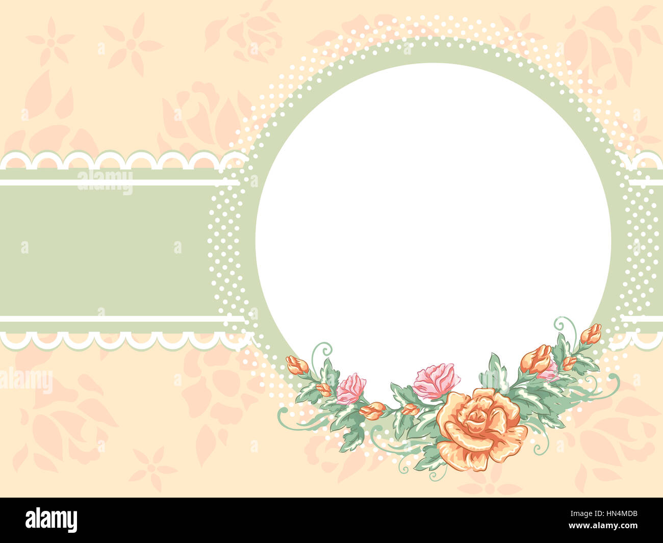 Illustration Featuring an Oval Frame Decorated with Flowers Stock Photo