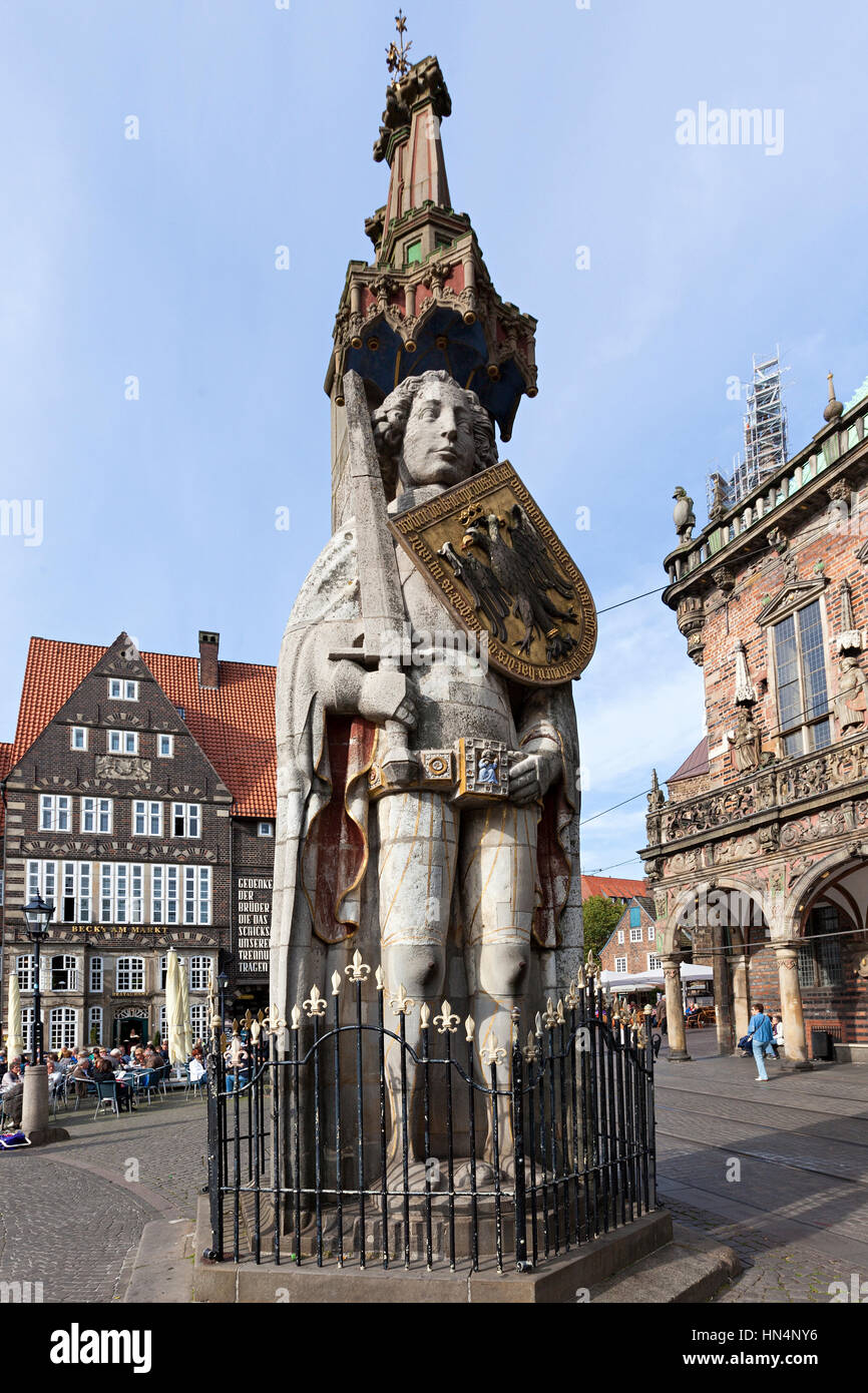 Bremen, Germany October 5th, 2015 Medieval statue of Knight Roland