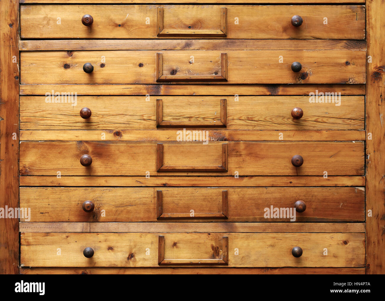 Backgrounds and textures: very old wooden cabinet with drawers Stock