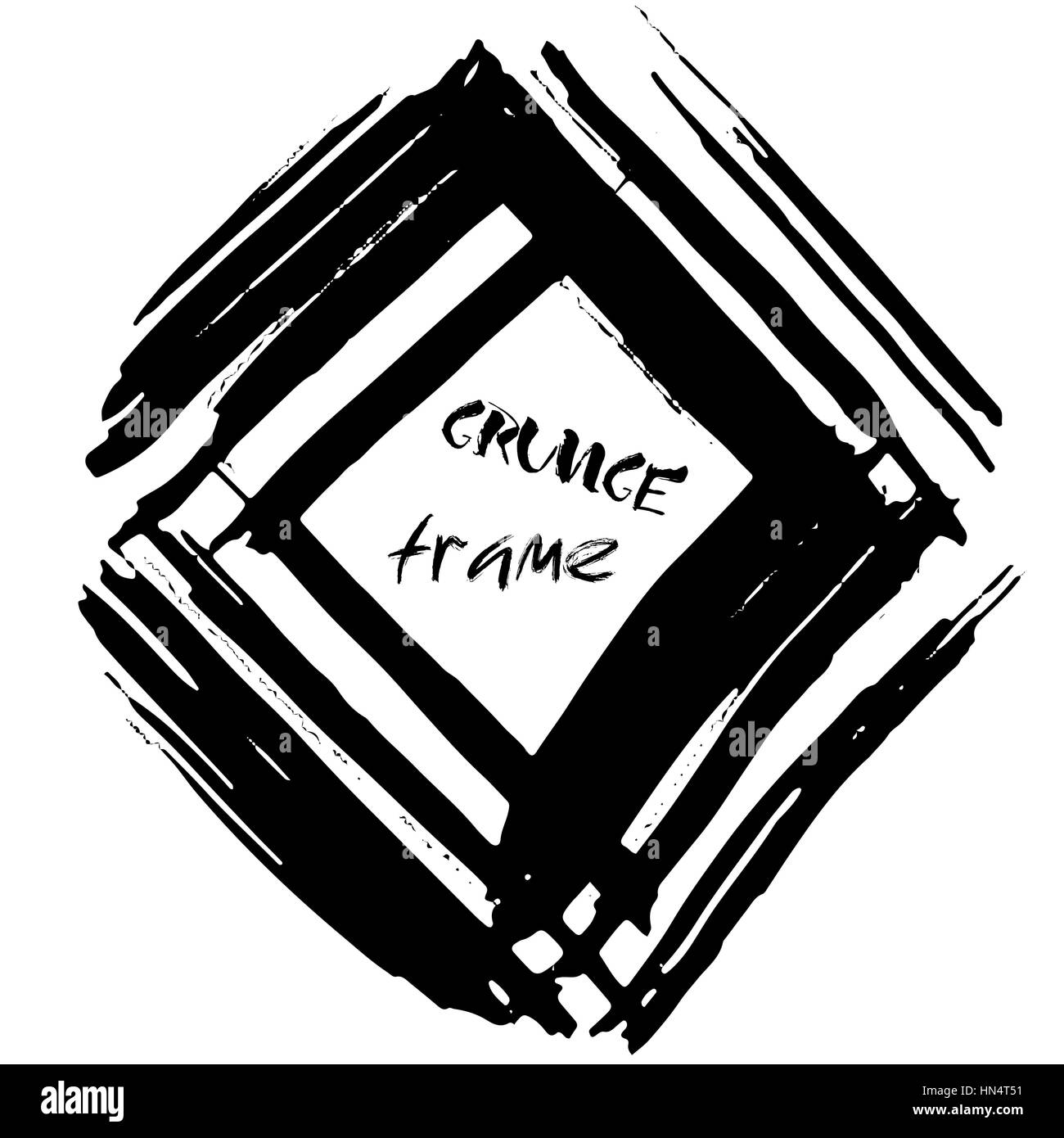 Grunge vector frame. Ink dry brush background. Hand drawn texture ...