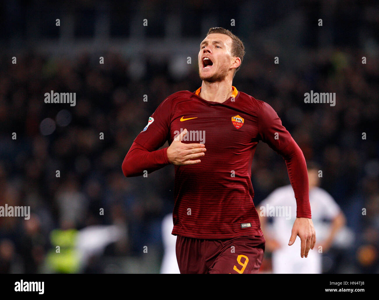 Rome, Italy. 07th Feb, 2017. Roma Edin Dzeko celebrates after scoring ...