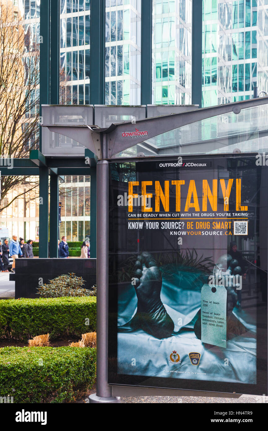 Sign alerting people to the danger of Fentanyl ingestion Stock Photo