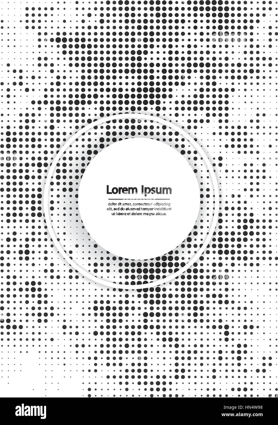 Vector illustration with halftone patterns. Black and white abstract