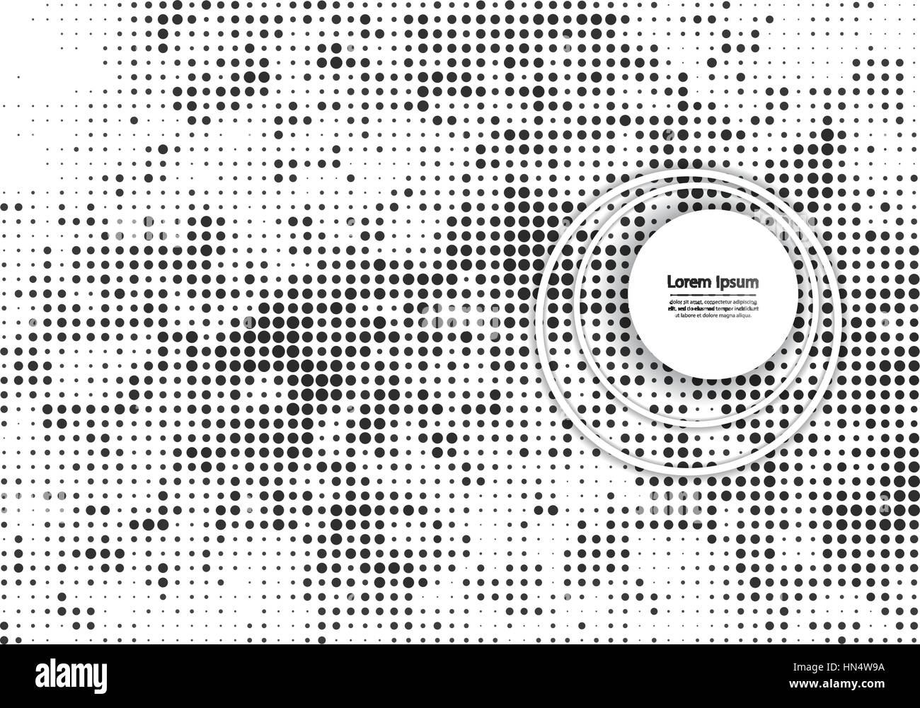 Vector illustration with halftone patterns. Black and white abstract