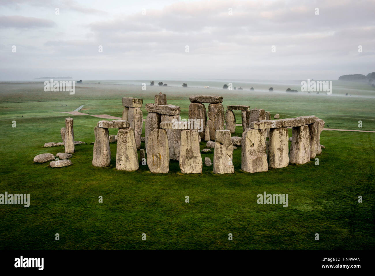 File photo dated 07/09/16 of an aerial view of Stonehenge in Wiltshire, as plans for a tunnel past Stonehenge could reconnect the &quot;extraordinary&quot; ancient landscape which is severed by a busy road, heritage groups have said. Stock Photo