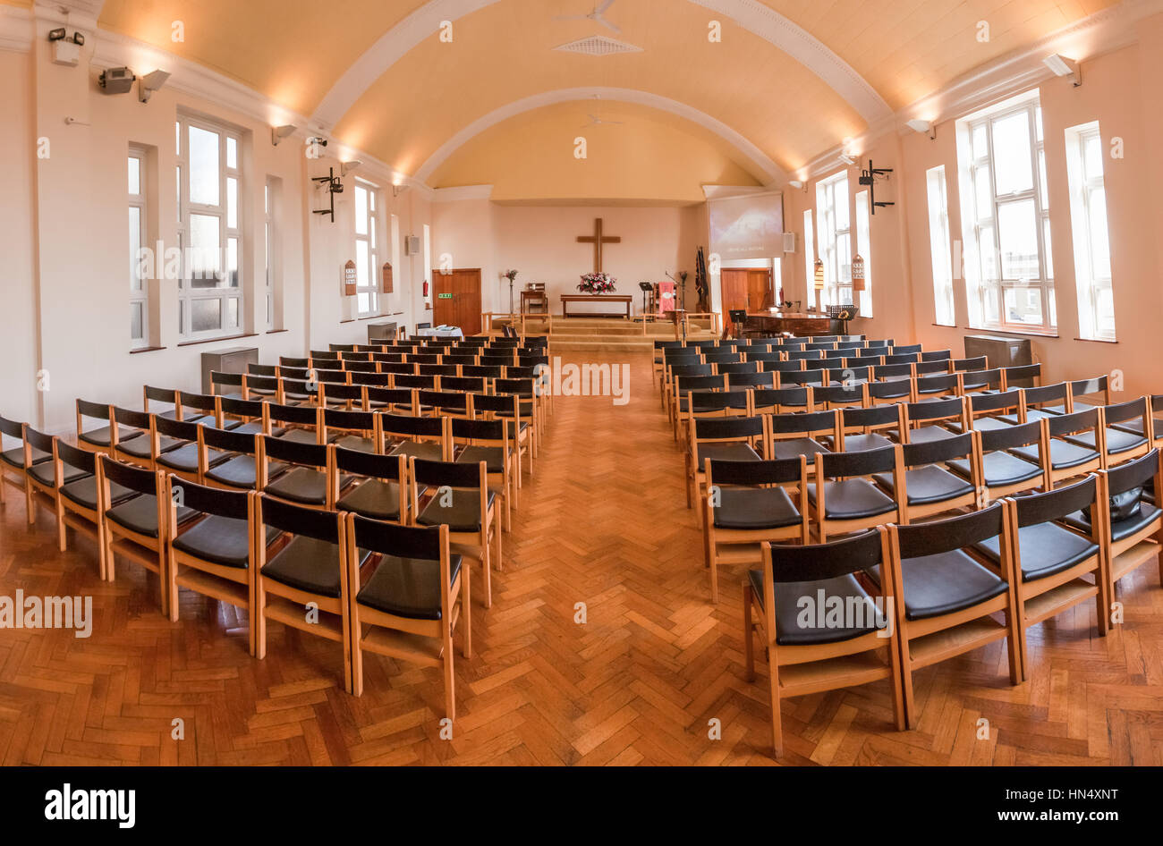 Empty chairs in the church awaiting wedding guests Stock Photo - Alamy