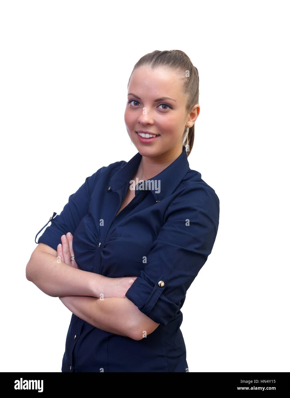 Portrait of a confident business woman on isolated background Stock ...