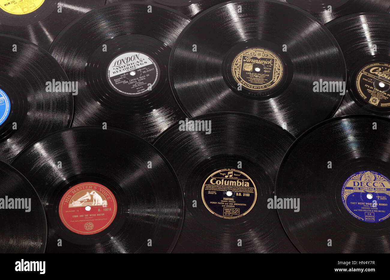 A selection of old 78rpm vinyl records Stock Photo