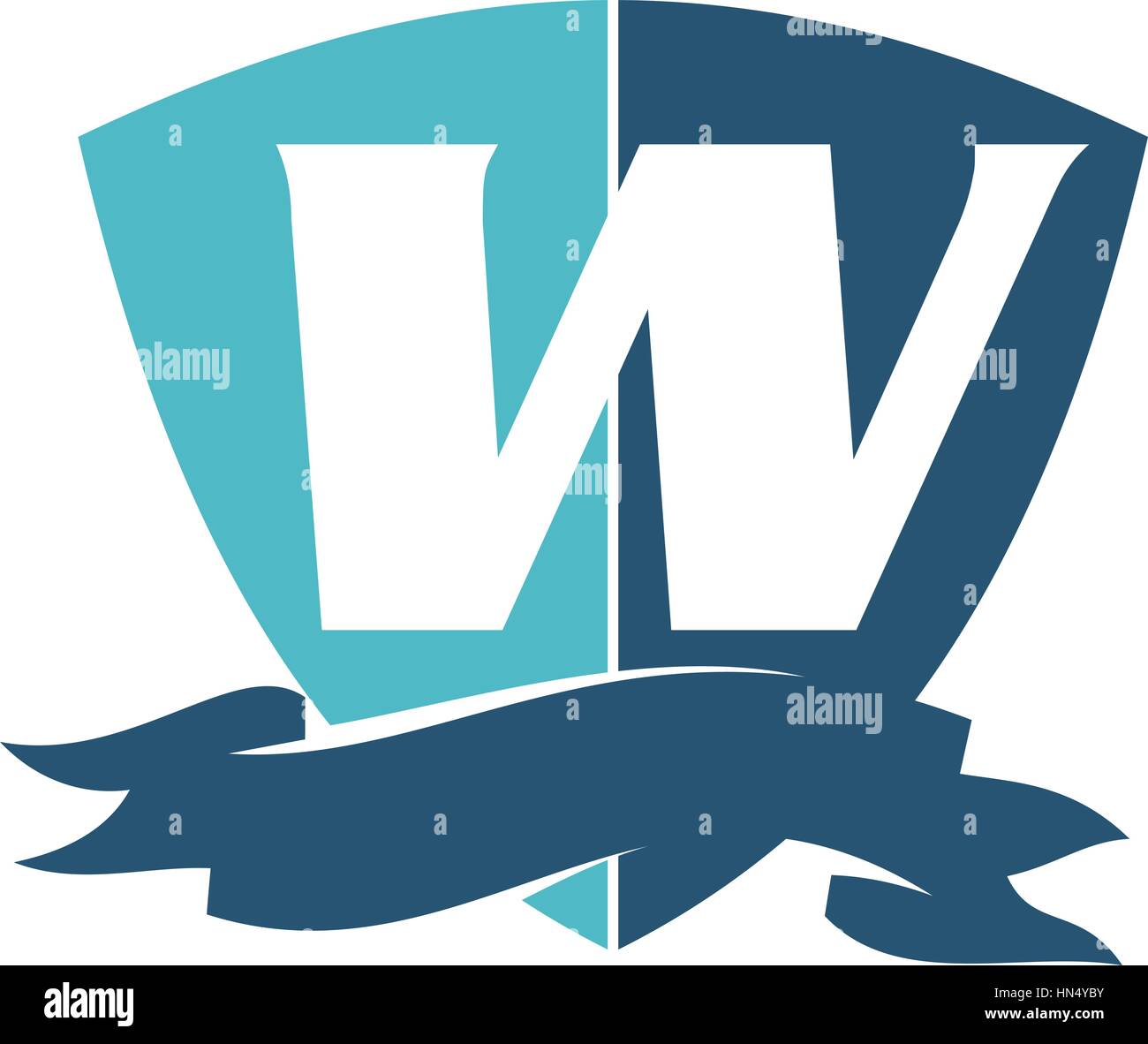 Shield Ribbon Letter W Stock Vector Image & Art - Alamy