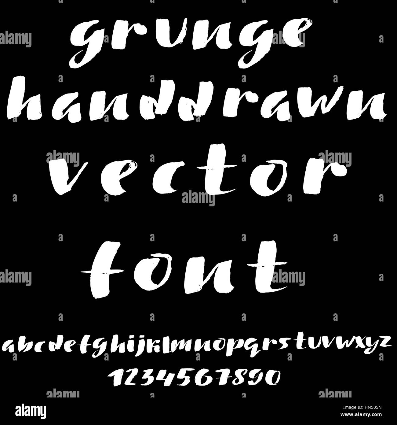 Hand drawn font made by dry brush strokes. Grunge style alphabet Stock ...