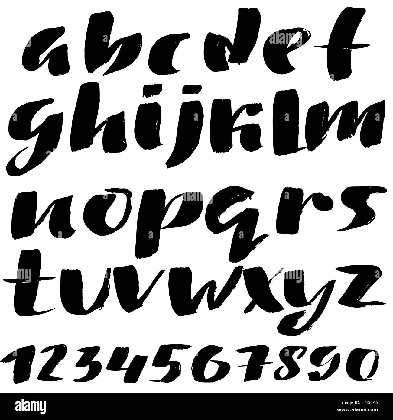 Hand drawn font made by dry brush strokes. Grunge style alphabet Stock ...