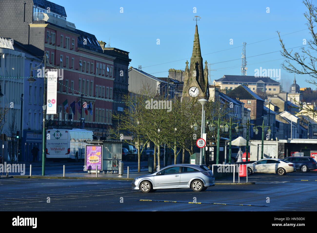 The clock tower at the Harbour at County Waterford City in Ireland on a