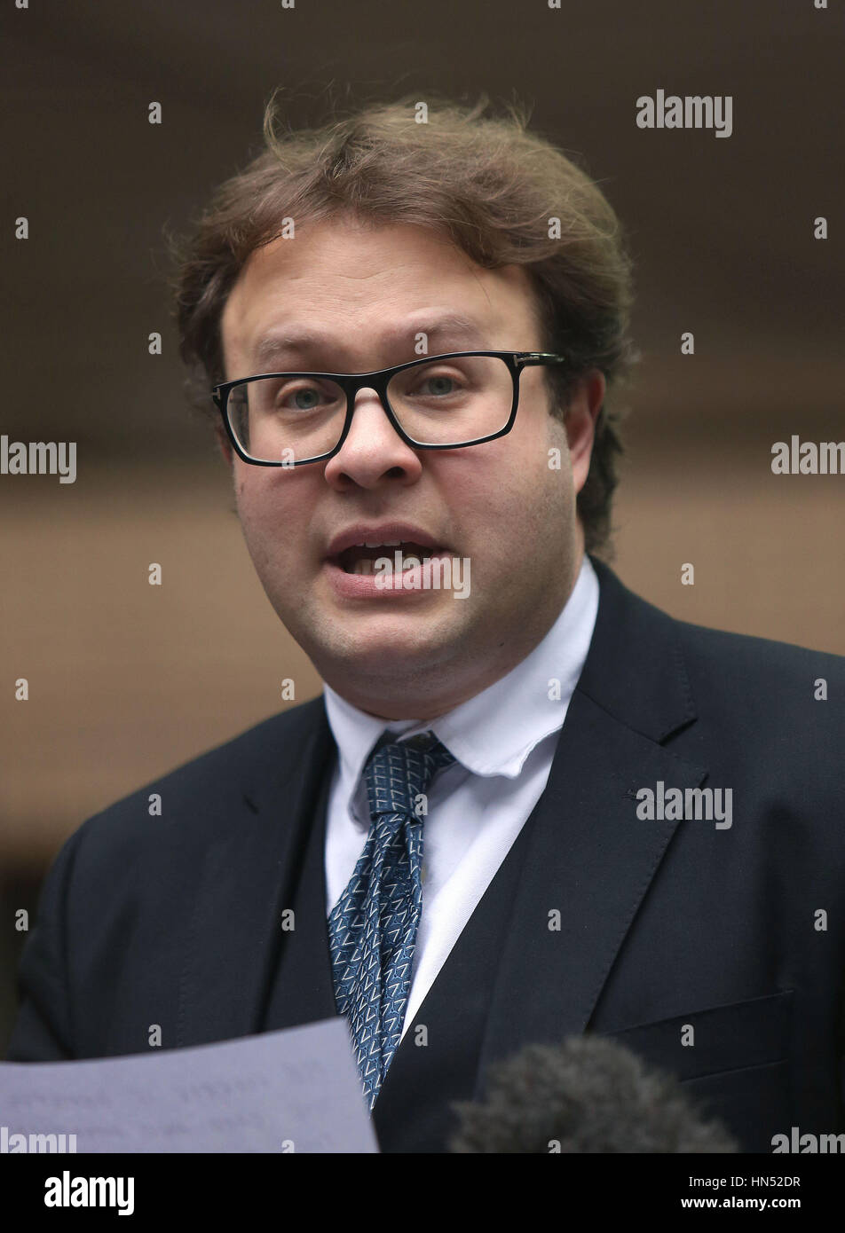 Daniel Burke, the solicitor for Rolf Harris speaking outside Southwark