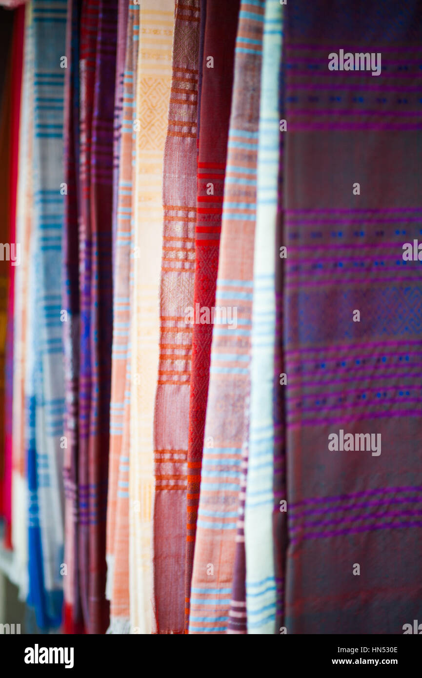 Colorful linen in Laos Stock Photo - Alamy