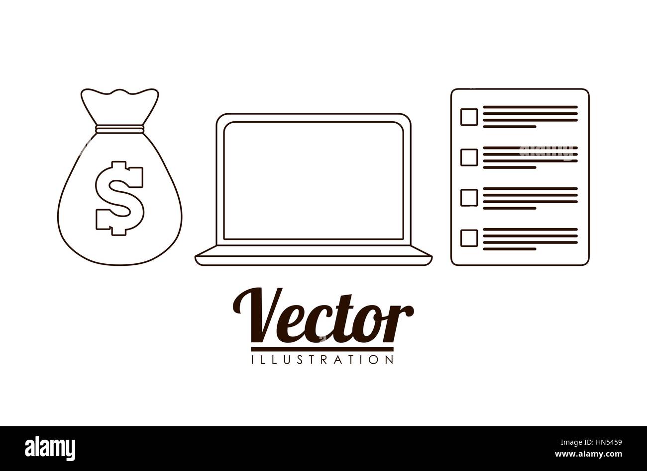 money computer checklist business related icons image vector ...