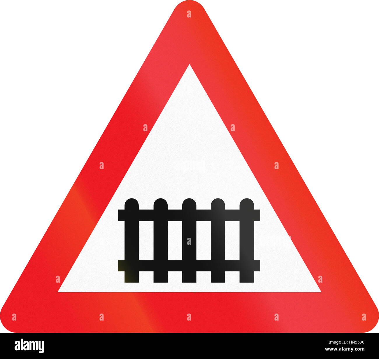 Level Crossing With Barrier Or Gate Ahead Road Sign On White Background Stock Photo Alamy