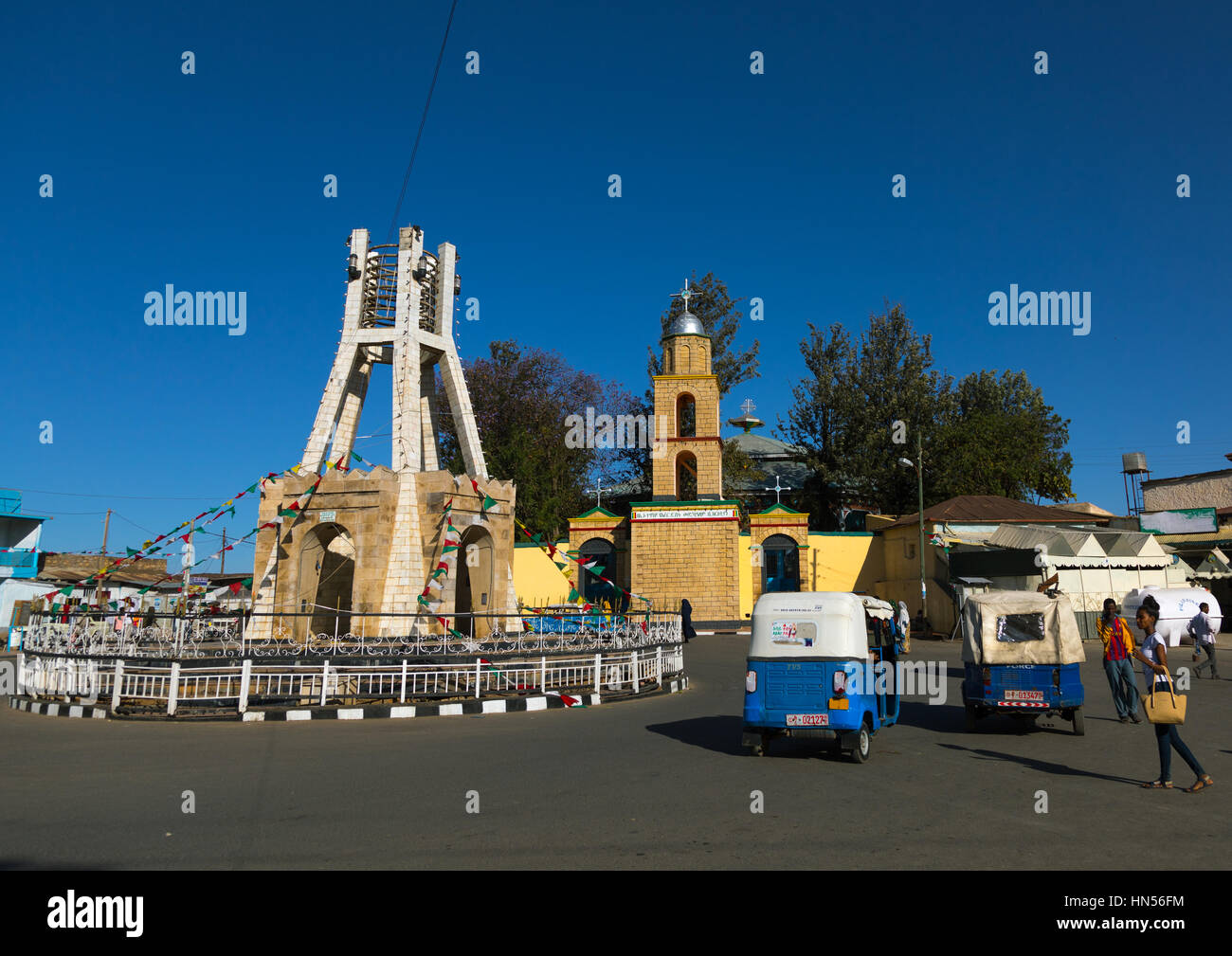 Feres Megala square and the church of medhane alem, Harari Region, Harar, Ethiopia Stock Photo