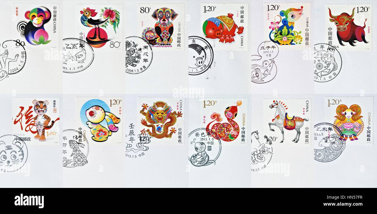 china-circa-2004-2015-12-stamps-printed-in-china-shows-the-3rd