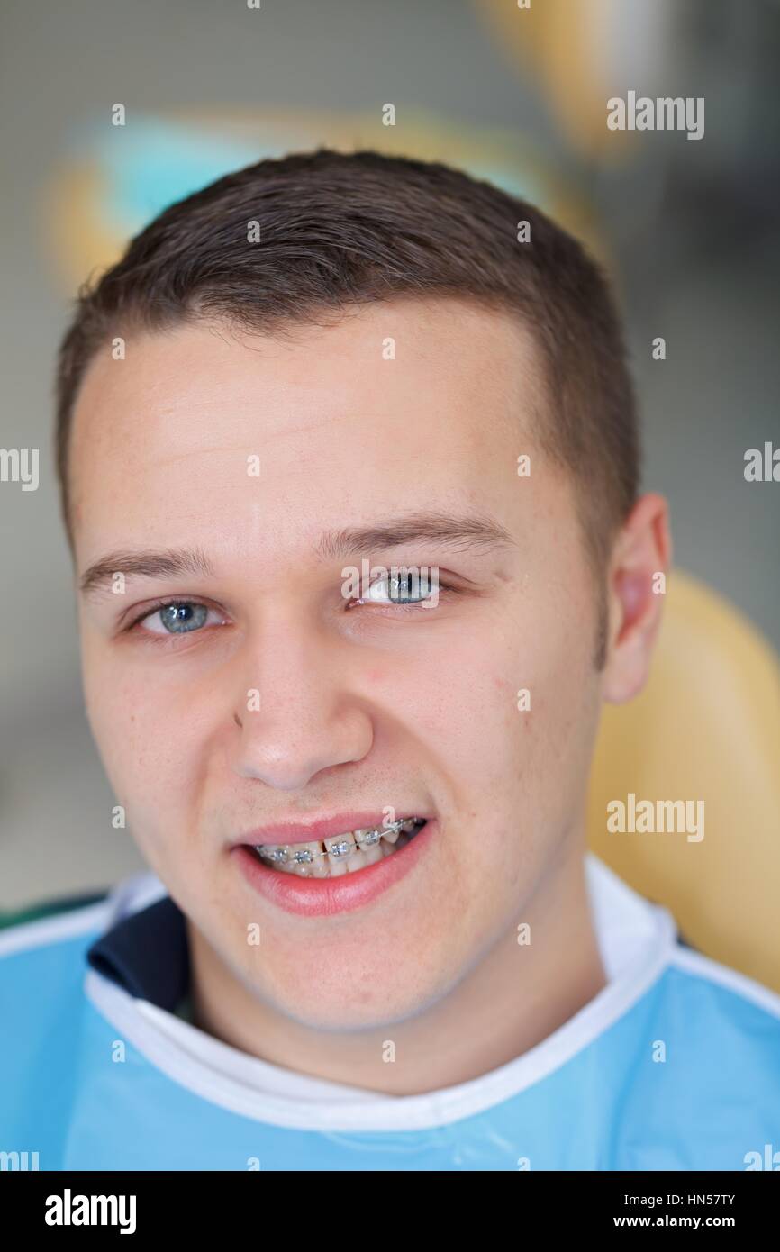 Patient with a dental braces at the clinic Stock Photo Alamy