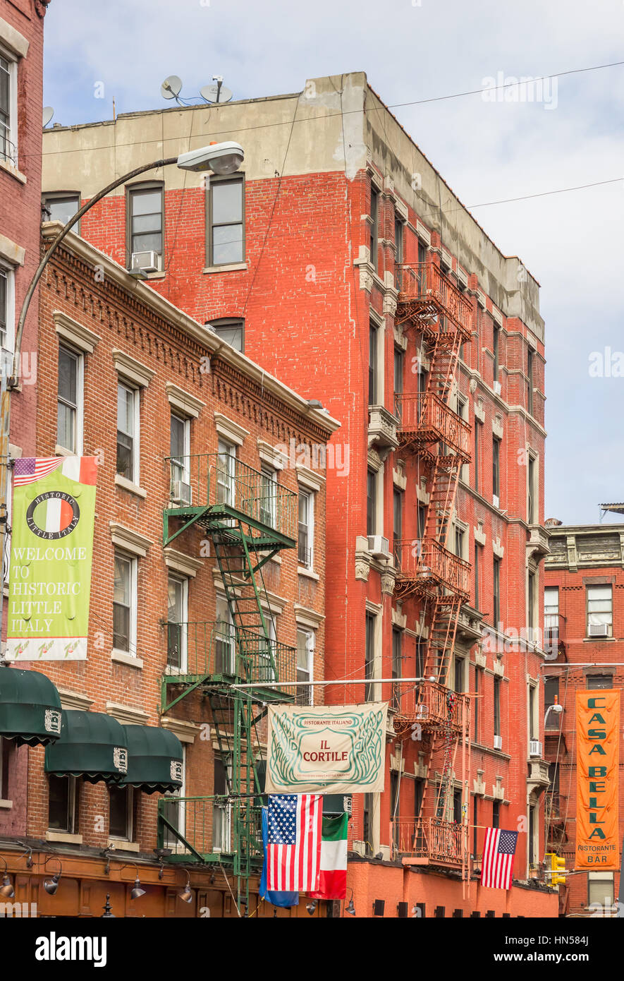 Colorful houses of Little Italy, New York City, USA Stock Photo