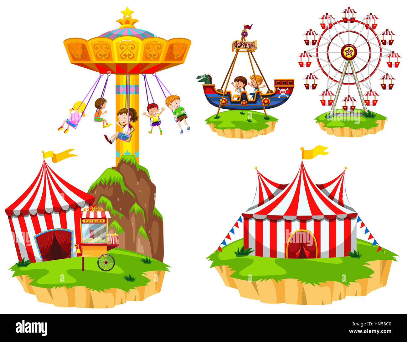 What are the different types of amusement park rides Cut Out Stock