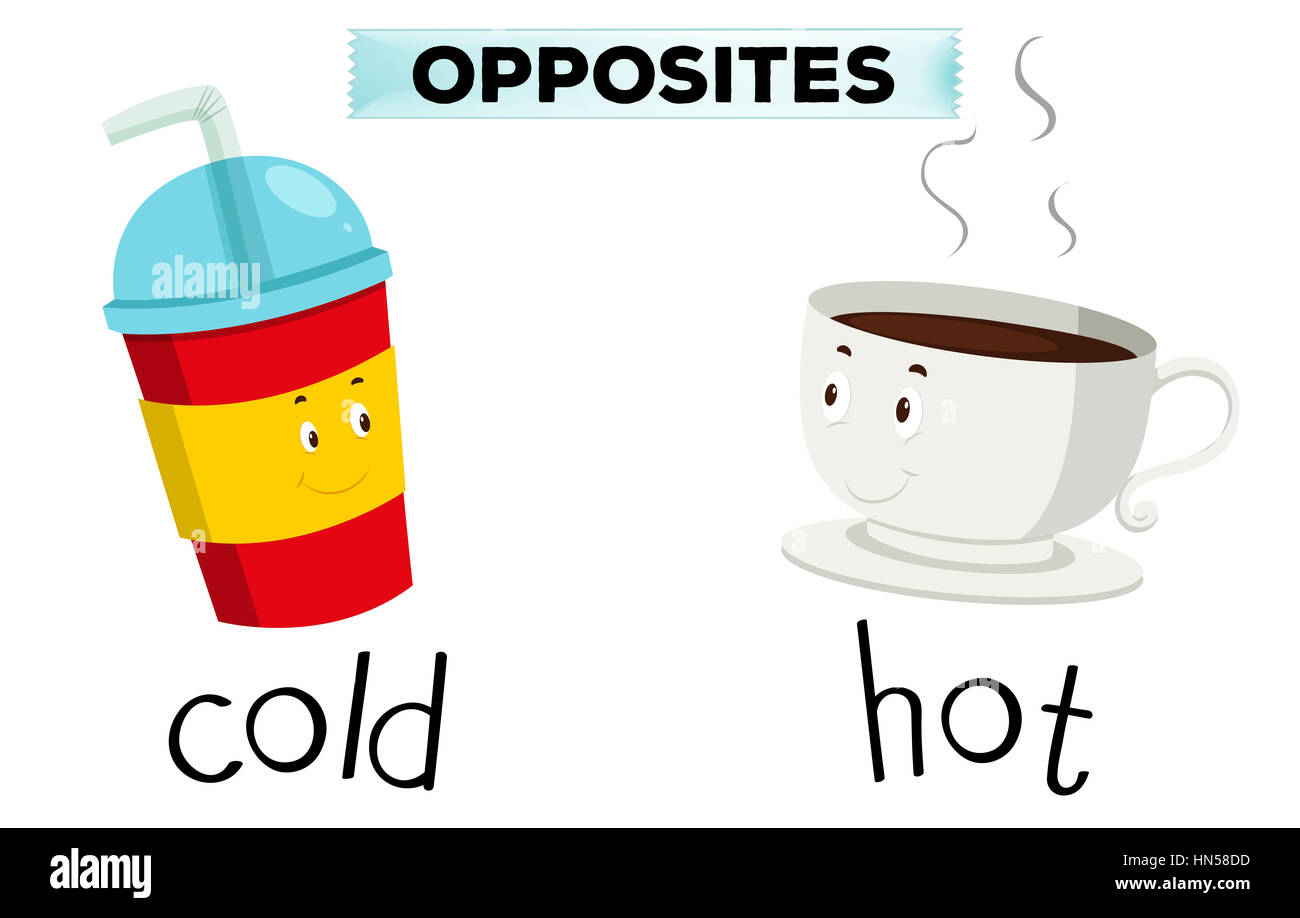 Opposite words for cold and hot illustration Stock Photo Alamy