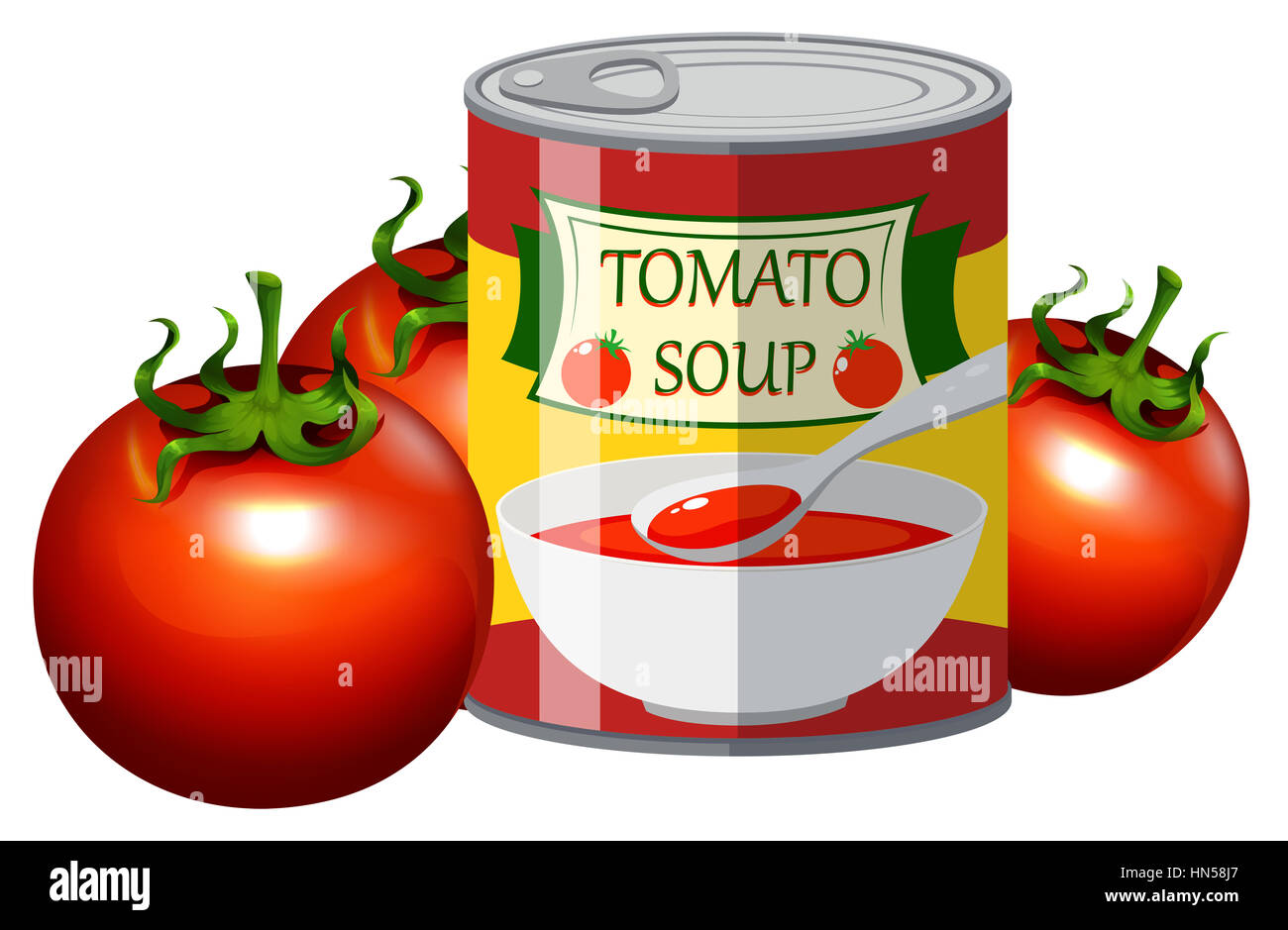 Fresh tomato and tomato soup in can illustration Stock Photo Alamy