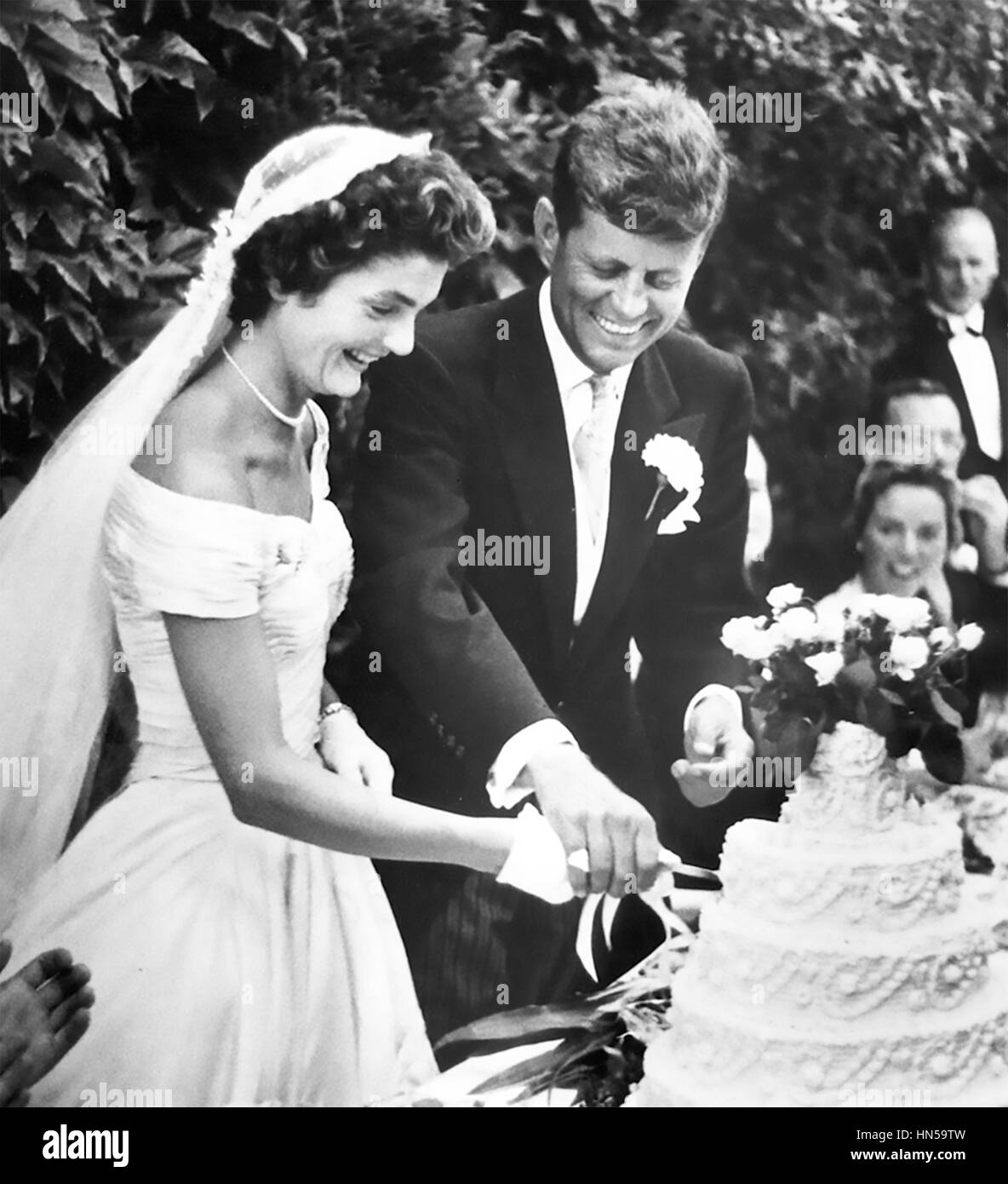 JOHN F.KENNEDY (1917-1963) weds  Jacqueline Bouvier in September 1953 Stock Photo