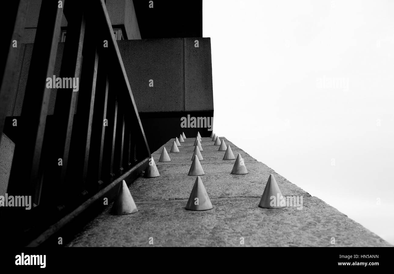 Spikes on a wall, south bank london Stock Photo