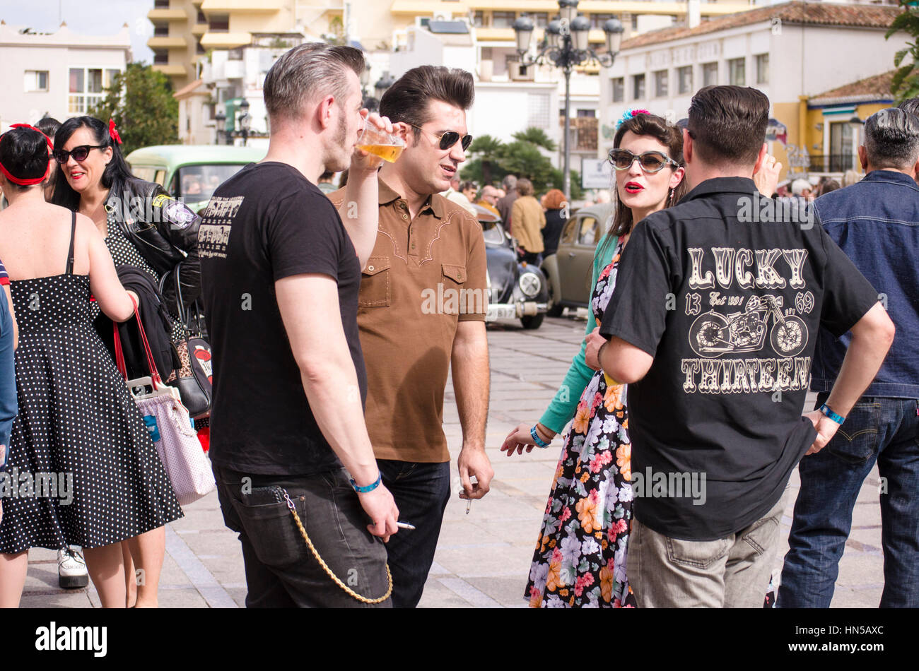 People in fifties style at 2016 Rockabilly festival, Rockin Race Jamboree,  Torremolinos, Andalusia, Spain Stock Photo - Alamy