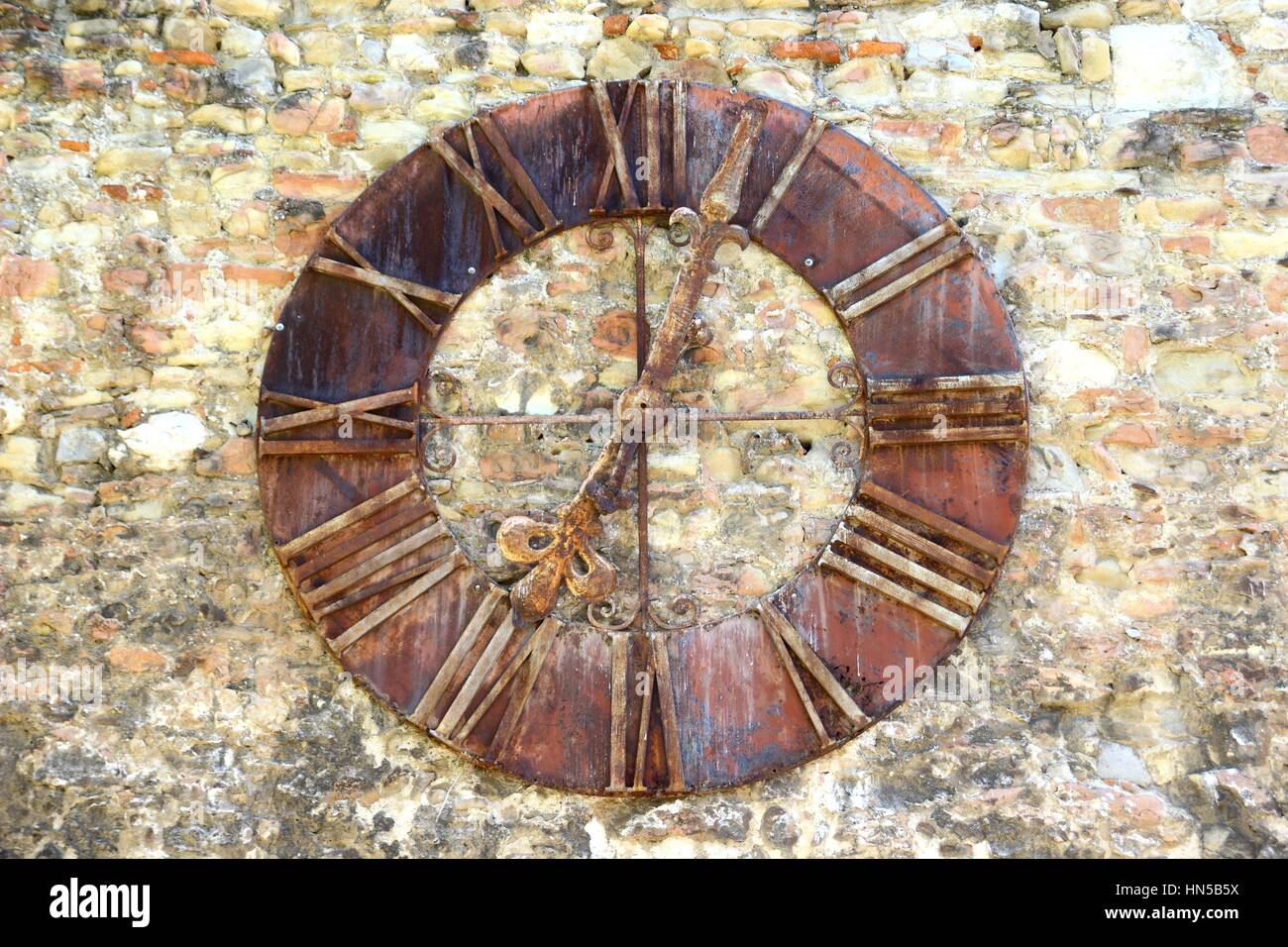 Old clock on stoned wall, Zagreb, Croatia Stock Photo Alamy