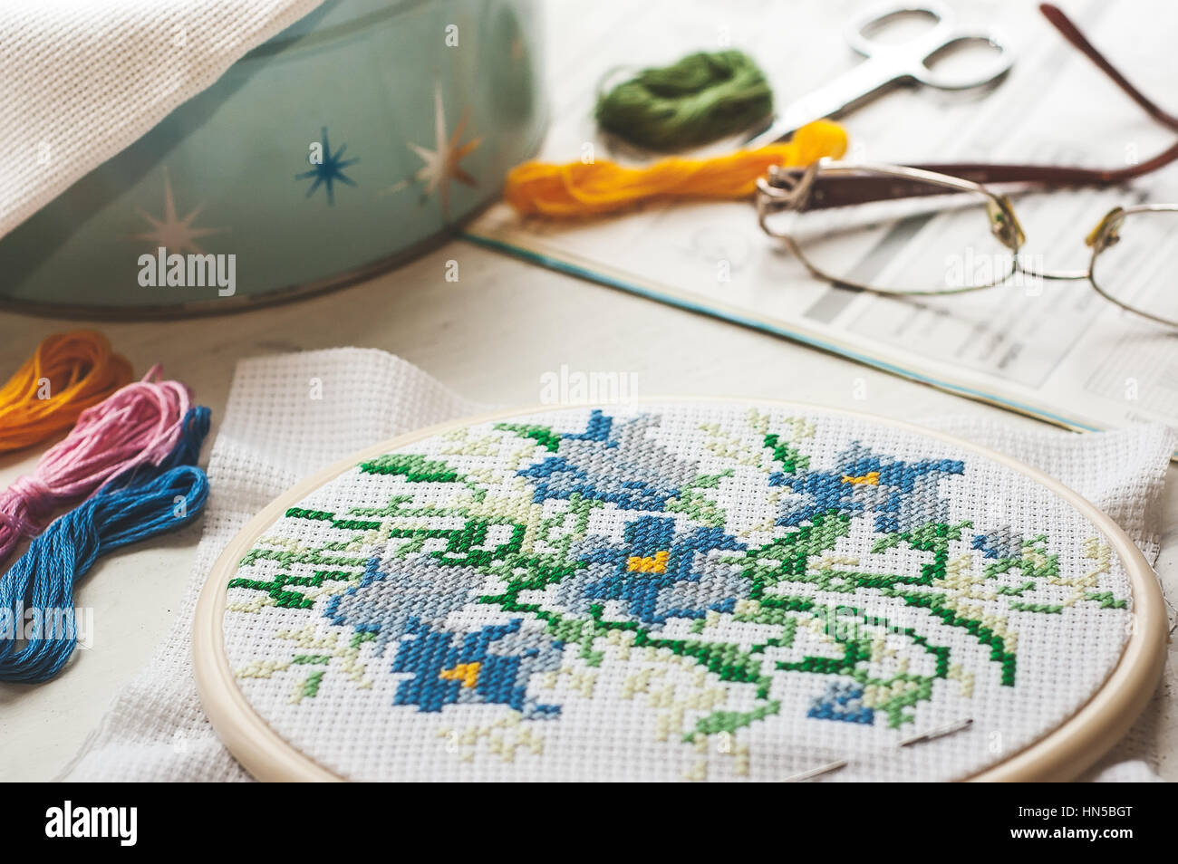 Cross stitch hoop hi-res stock photography and images - Alamy