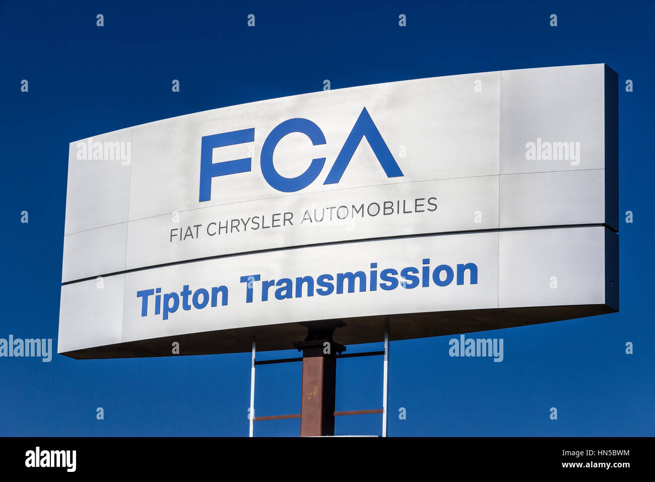 Indianapolis - Circa February 2017: FCA Fiat Chrysler Automobiles Transmission Plant. FCA sells vehicles under the Chrysler, Dodge, and Jeep brands V Stock Photo