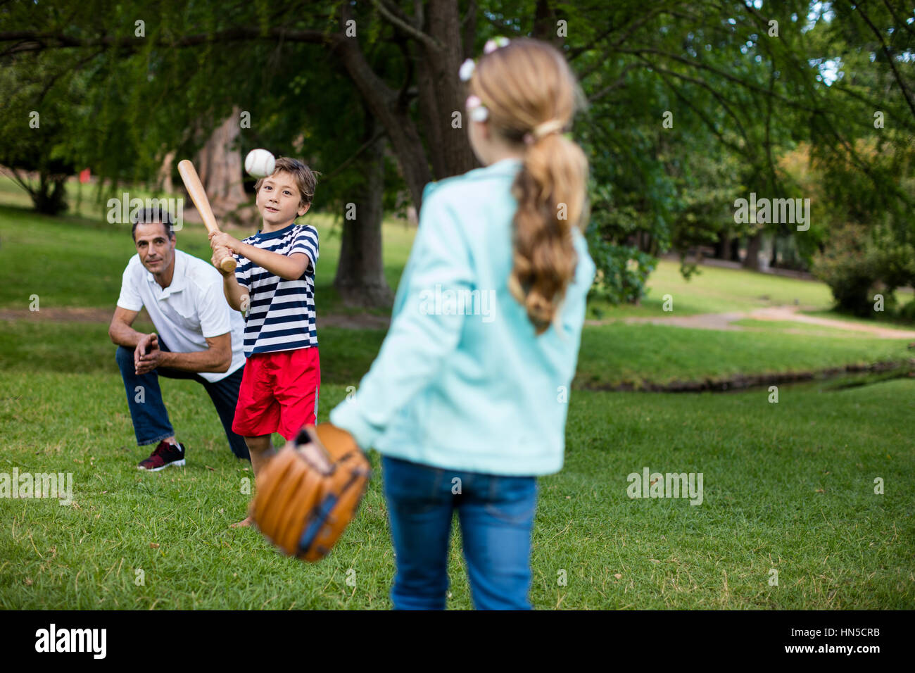 Happy Kids Playing Baseball