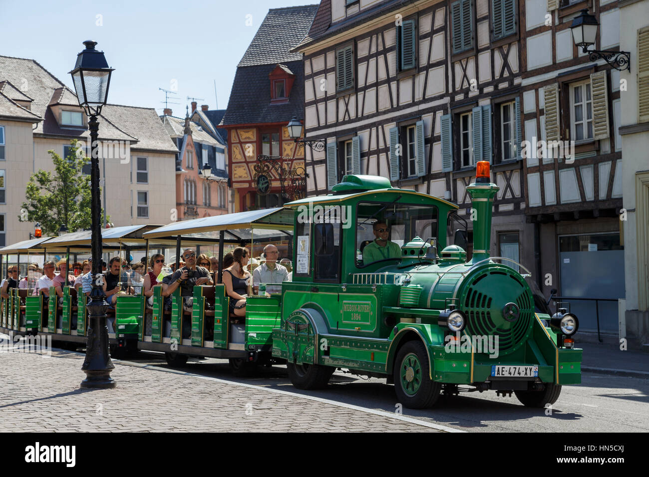 Tourist train at Colmar, Alsace, France Stock Photo
