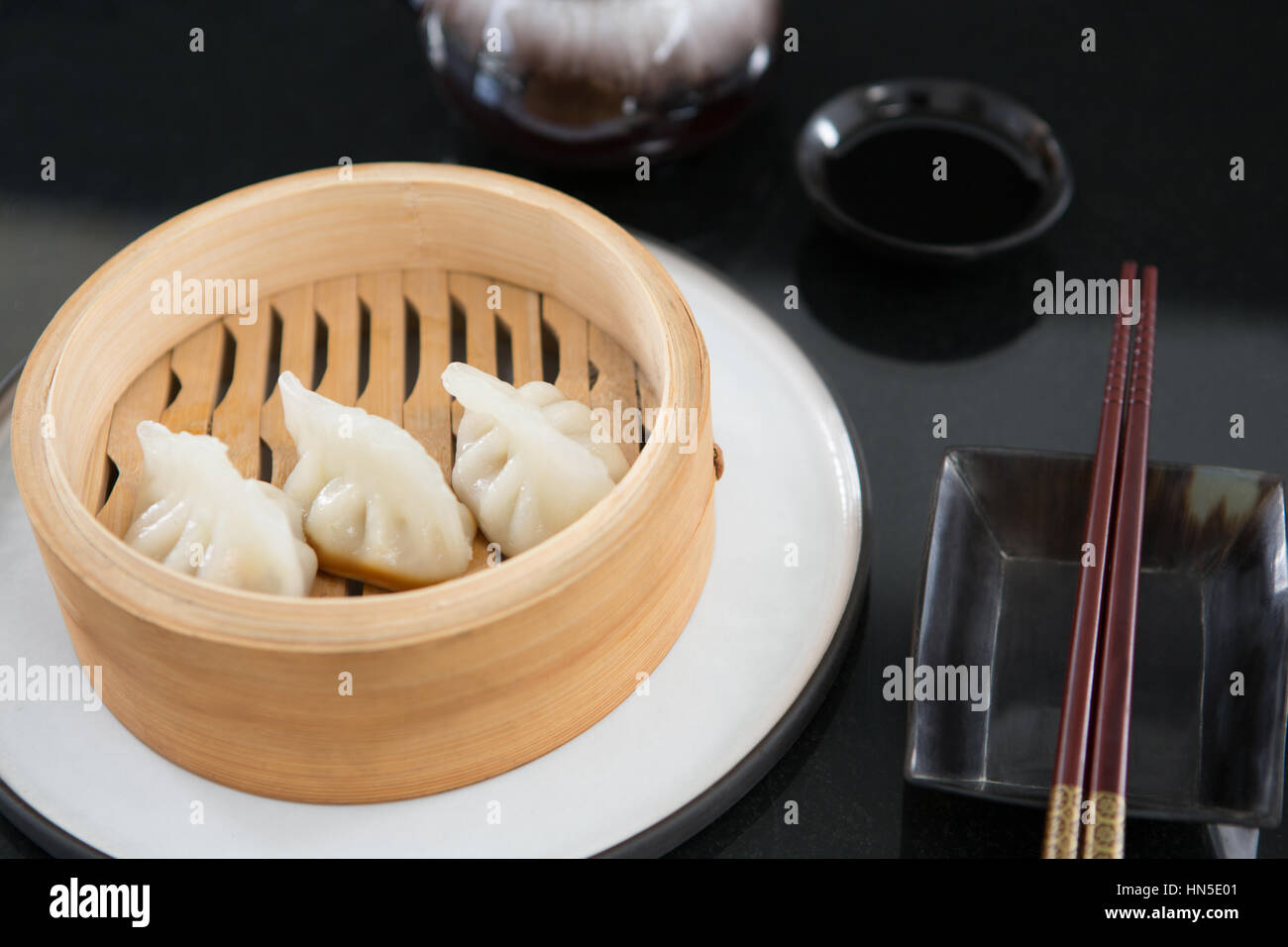 Closeup of steamed dumplings in bamboo steamer Stock Photo Alamy