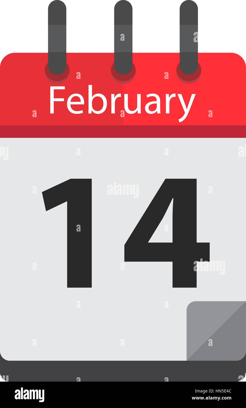 February 14 Calendar Iconvalentines Daylovevector Illustrationflat