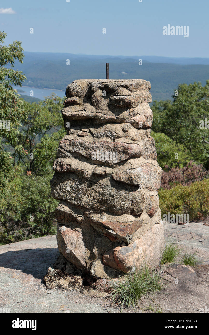 A United States Geological Survey survey point in Bear Mountain State Park, Rockland County, New York, United States. Stock Photo