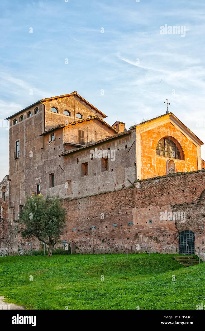 The Church of San Bonaventura al Palatino is a small 17th century church in Rome built on the Palatine Hill. It is a Franciscan monastery church built Stock Photo