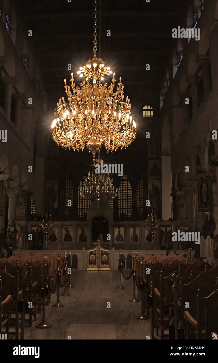 St. Demetrios Church- interior, Thessaloniki, Greece Stock Photo