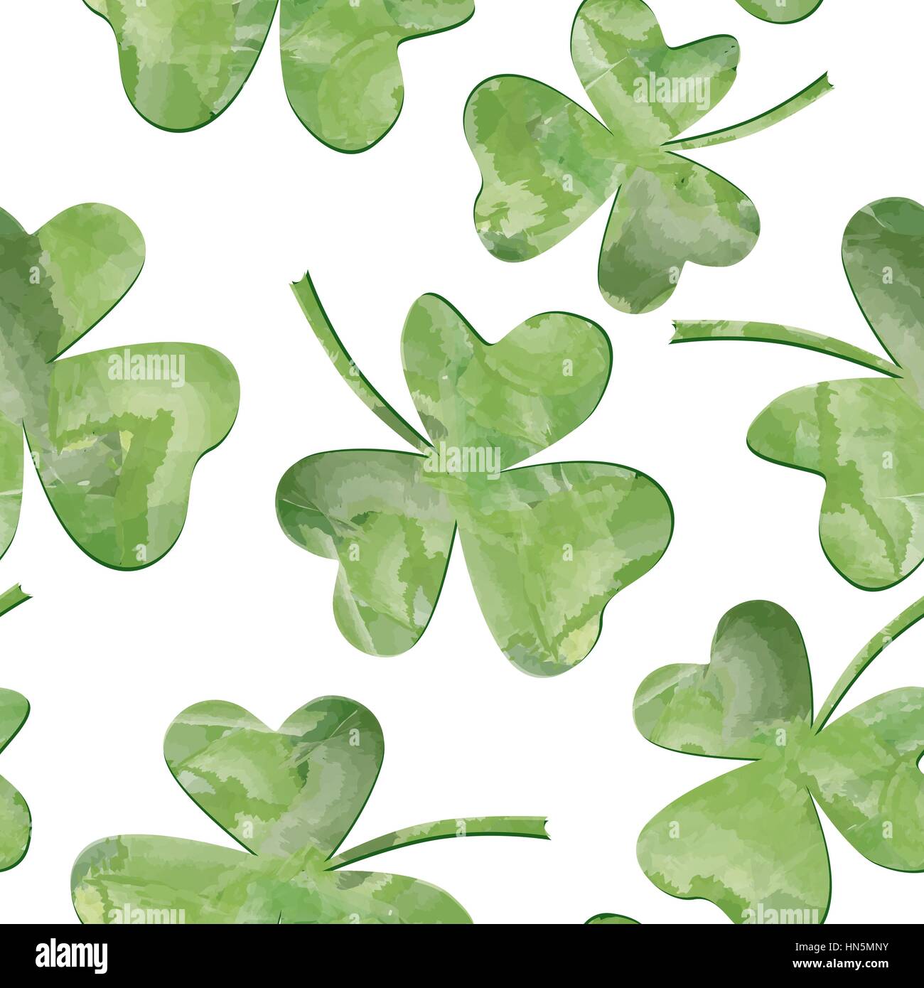 Lucky clover leaves with four leaf. Patricks day watercolor