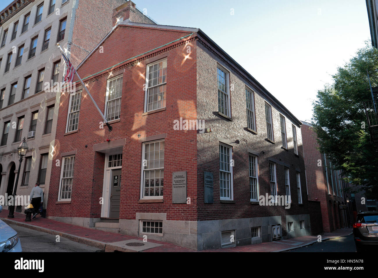 The Abel Smith School, Joy St, on the Black Heritage Trail, Beacon Hill, Boston, Massachusetts, United States. Stock Photo