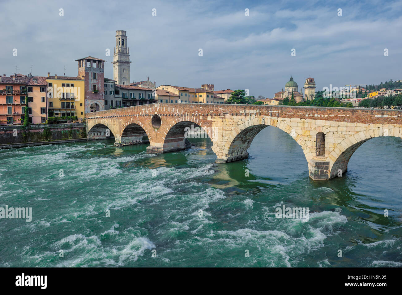 Ponte Pietra bridge, Verona, Italy Stock Photo