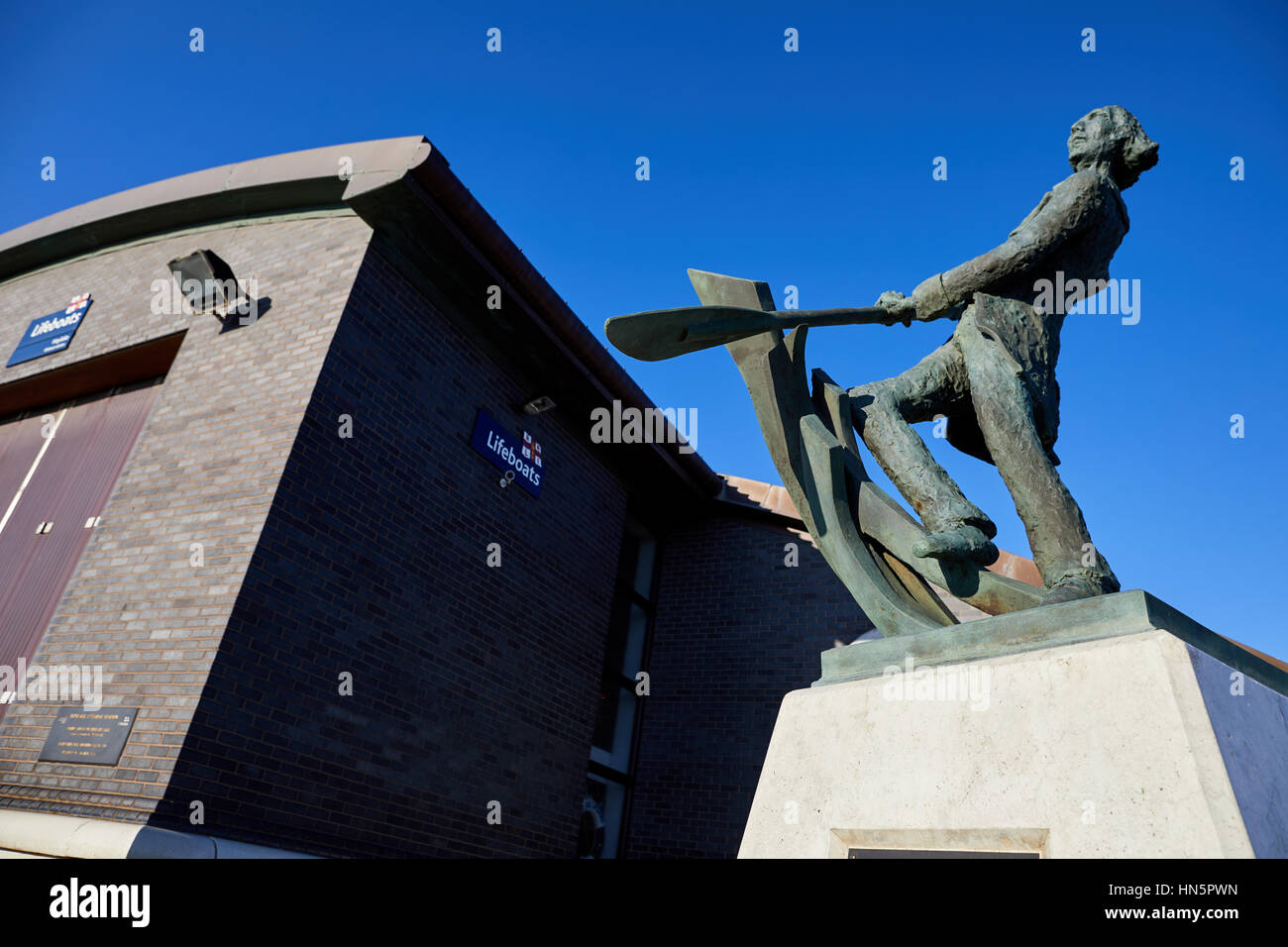 Hoylake Beach landmark statue Lifeboat Men memorial by artist Paul