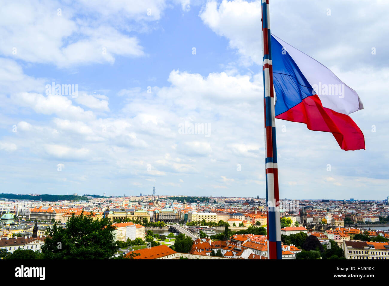 Czech Republic flag at Prague Castle Stock Photo